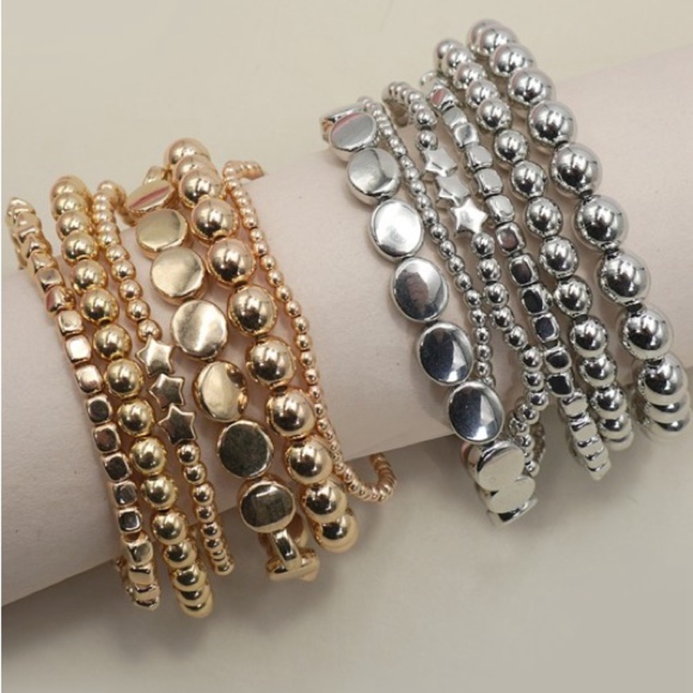 Gold Beaded Stack Bracelet Set (9702) - Picture 2 of 2